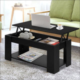 Artiss Lift up top Coffee Table Storage Shelf Black - 
