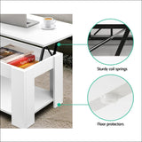 Artiss Lift up top Mechanical Coffee Table - White - 