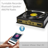 Mbeat Vintage Wood Turntable with Bluetooth Speaker Am/fm 