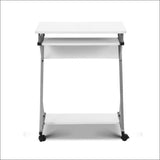 Artiss Metal Pull out Table Desk - White - Furniture > 