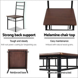 Artiss Metal Table and Chairs - Walnut & Black - Furniture >