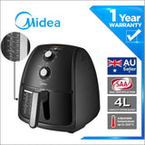 Midea 4l 1500w Multi-functional Air Fryer - Black - 