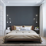 Milano Decor Azure Bed Frame with Headboard Black Wood Steel
