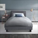 Artiss Neo Bed Frame Fabric - Grey King Single - Furniture >