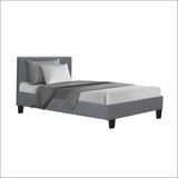 Artiss Neo Bed Frame Fabric - Grey King Single - Furniture >