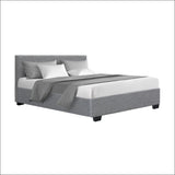 Artiss Nino Bed Frame Fabric - Grey Double - Furniture > 