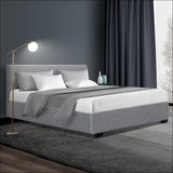 Artiss Nino Bed Frame Fabric - Grey Double - Furniture > 