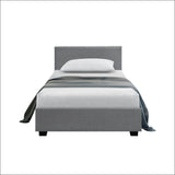 Artiss Nino Bed Frame Fabric - Grey King Single - Furniture 