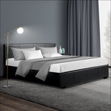 Artiss Nino Bed Frame Pu Leather - Black Queen - Furniture >
