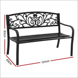 Gardeon Outdoor Garden Bench - Black - Furniture > Outdoor