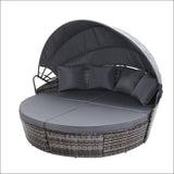 Outdoor Lounge Setting Patio Furniture Sofa Wicker Garden Rattan Set Day Bed Grey