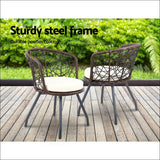 Gardeon Outdoor Patio Chair and Table - Brown - Furniture > 