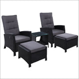 Gardeon Outdoor Patio Furniture Recliner Chairs Table 