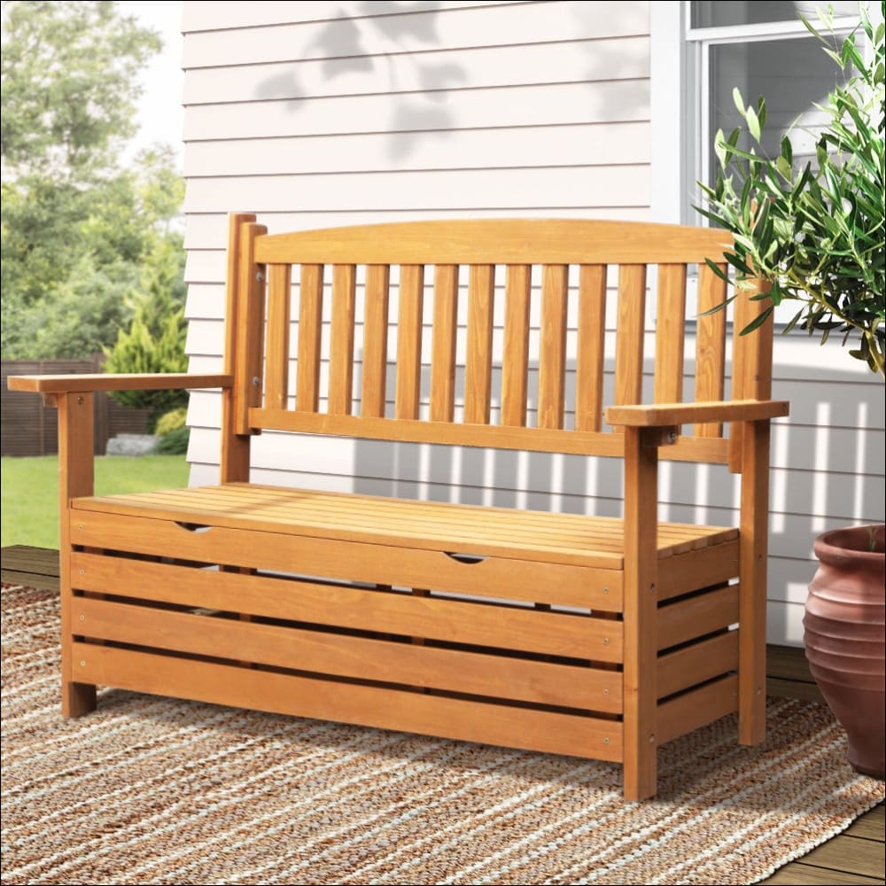 Gardeon Outdoor Storage Bench Box Wooden Garden Chair 2 Seat
