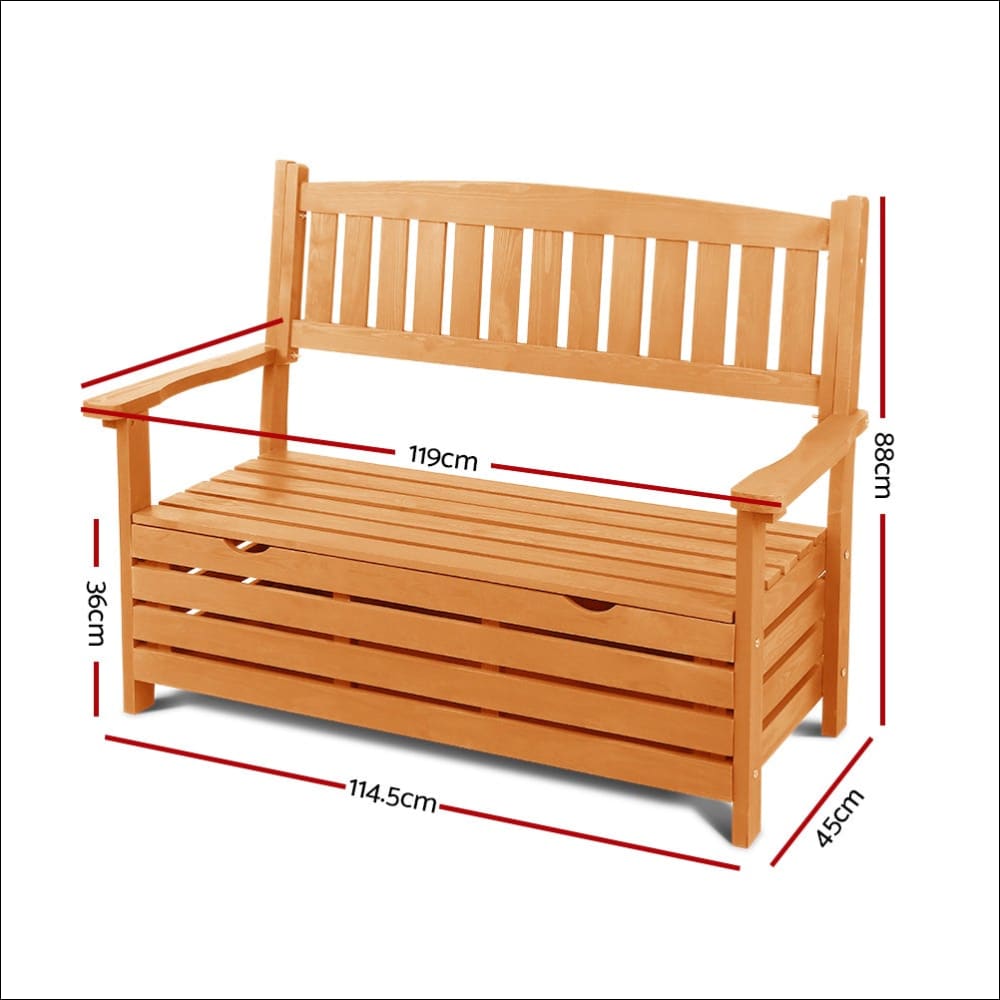 Gardeon Outdoor Storage Bench Box Wooden Garden Chair 2 Seat