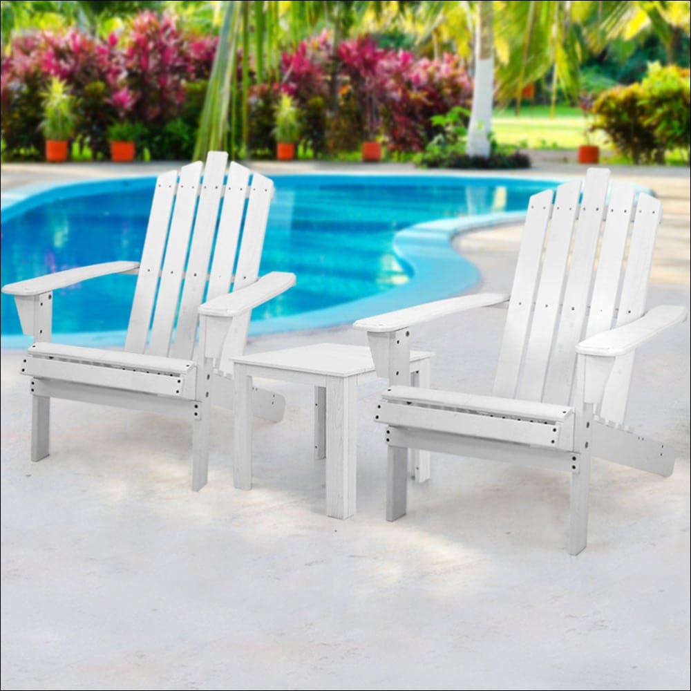 Gardeon Outdoor Sun Lounge Beach Chairs Table Setting Wooden