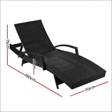 Outdoor Sun Lounge - Black - Furniture > Outdoor