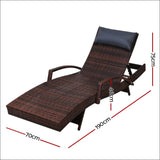 Gardeon Outdoor Sun Lounge Furniture Day Bed Wicker Pillow 