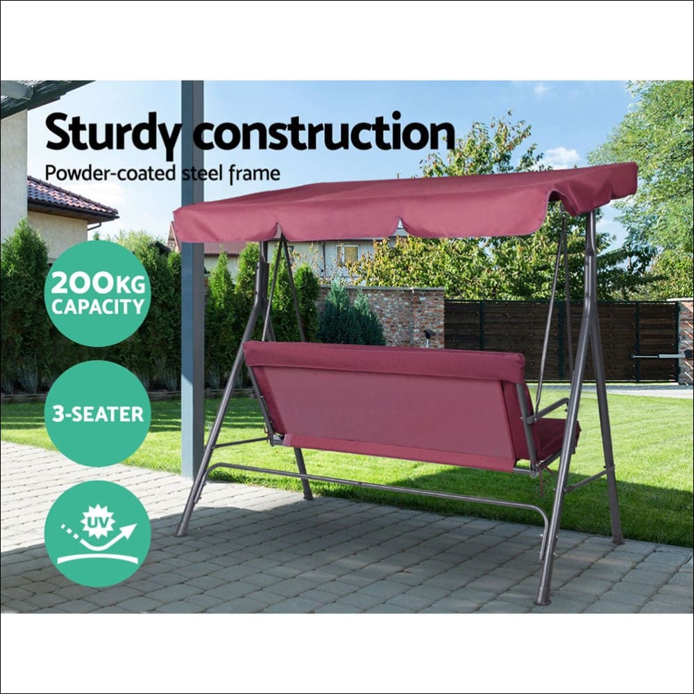 Gardeon Outdoor Swing Chair Hammock 3 Seater Garden Canopy 