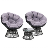 Gardeon Papasan Chair and side Table Set- Black - Furniture 