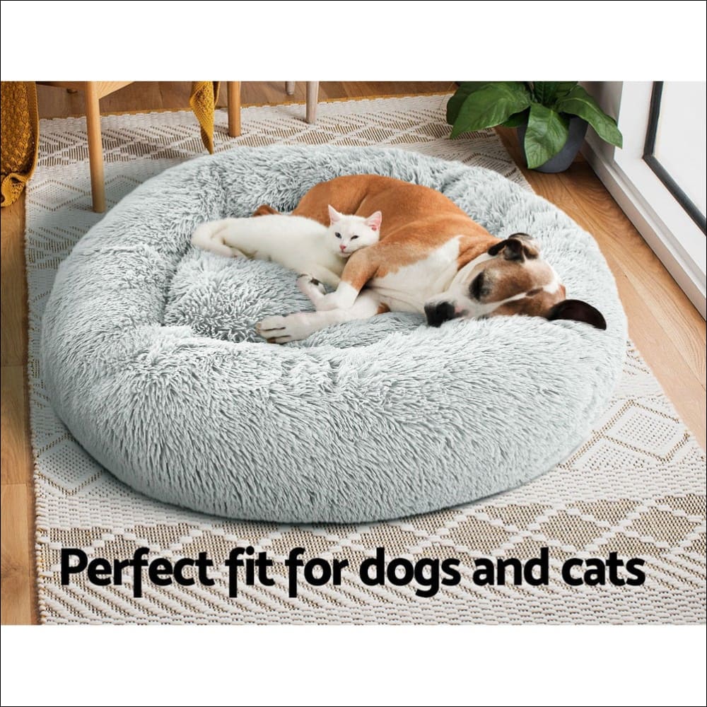 Pet Bed Dog Cat Calming Bed Large 90cm Light Grey Sleeping 