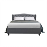 Artiss Pier Bed Frame Fabric - Grey Double - Furniture > 