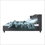 Artiss Pier Bed Frame Fabric - Grey Double - Furniture > 