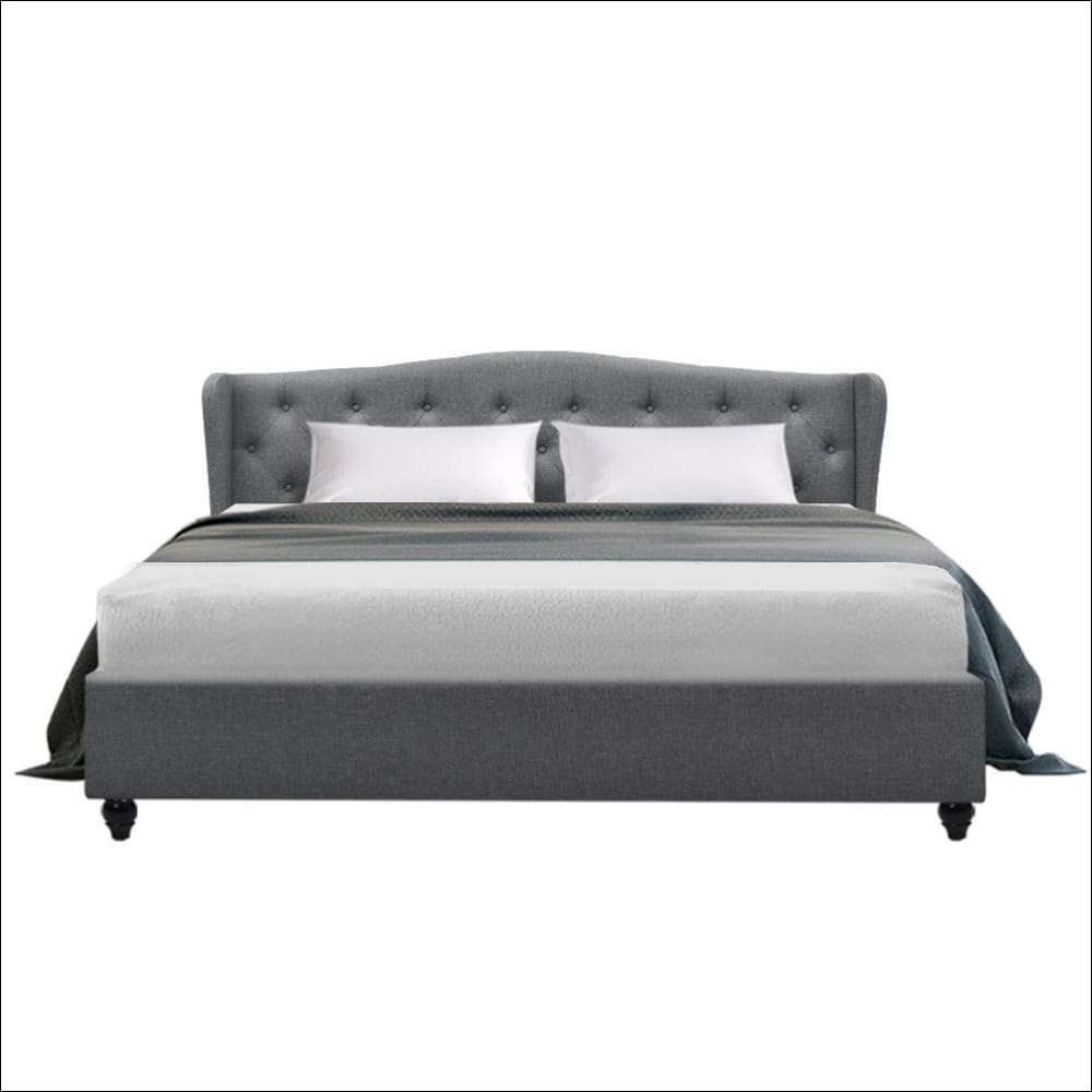 Pier Bed Frame Fabric - Grey King - Furniture > Bedroom