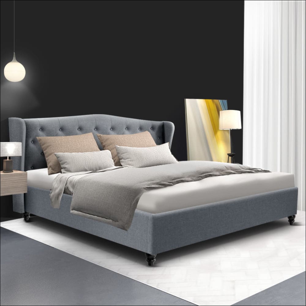 Pier Bed Frame Fabric - Grey King - Furniture > Bedroom