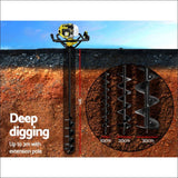 Giantz Post Hole Digger 92cc Petrol Auger Diggers Drill 