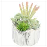 Potted Artificial Succulent Bowl with Marble Pot 20.5cm - 