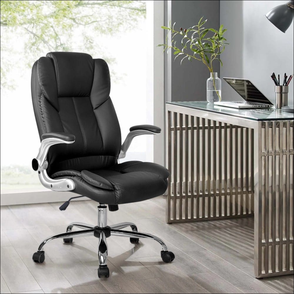 Pu Leather Executive Office Desk Chair - Black - Furniture >
