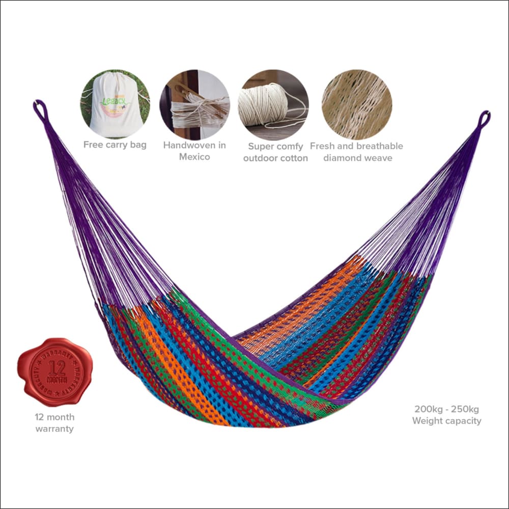 Queen Size Outoor Cotton Mayan Legacy Mexican Hammock in 