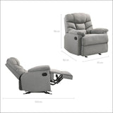 Rocking Recliner Chair Swing Glider Light Grey Fabric - 