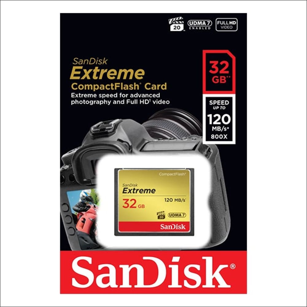 Sandisk 32gb Extreme Compactflash Card with (write) 85mb/s 