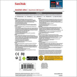 Sandisk Ultra 64gb Sdddc2-064g Dual Usb Drive Type-c 3.1 - 
