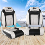 Seamanship Set of 2 Folding Swivel Boat Seats - Grey & Black