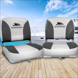 Seamanship Set of 2 Folding Swivel Boat Seats - Grey - 