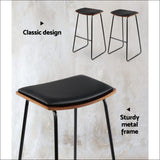 Artiss Set of 2 Backless Pu Leather Bar Stools - Black and 