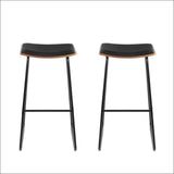 Artiss Set of 2 Backless Pu Leather Bar Stools - Black and 