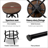 Artiss Set of 2 Bar Stool Industrial Round Seat Wood Metal -