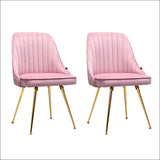 Set Of 2 Dining Chairs Retro Chair Cafe Kitchen Modern Iron Legs Velvet Pink