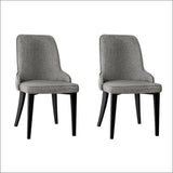 Set of 2 Fabric Dining Chairs - Grey