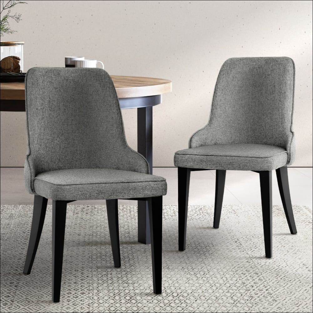 Artiss Set of 2 Fabric Dining Chairs - Grey - Furniture > 