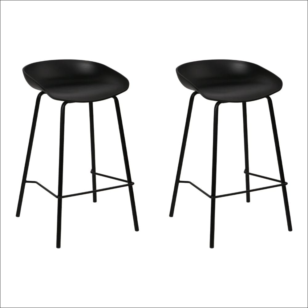 Artiss Set of 2 Metal Bar Stools - Black - Furniture > Bar 