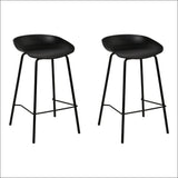 Artiss Set of 2 Metal Bar Stools - Black - Furniture > Bar 