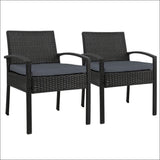 Set of 2 Outdoor Dining Chairs Wicker Chair Patio Garden Furniture Lounge Setting Bistro Set Cafe