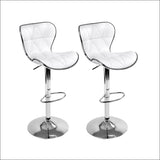 Artiss Set of 2 Pu Leather Patterned Bar Stools - White and 