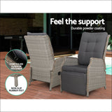 Gardeon Set of 2 Recliner Chairs Sun Lounge Outdoor 