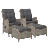 Gardeon Set of 2 Recliner Chairs Sun Lounge Outdoor Patio 